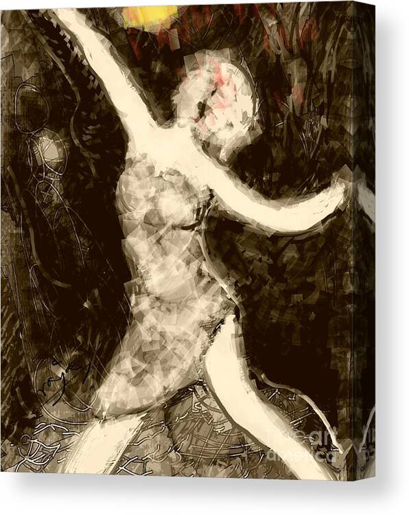 Smartphone Drawing Canvas Print featuring the digital art Moonlit dancer by Subrata Bose