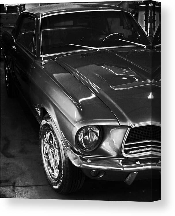 Car Canvas Print featuring the photograph Mustang in Black and white by John Stuart Webbstock
