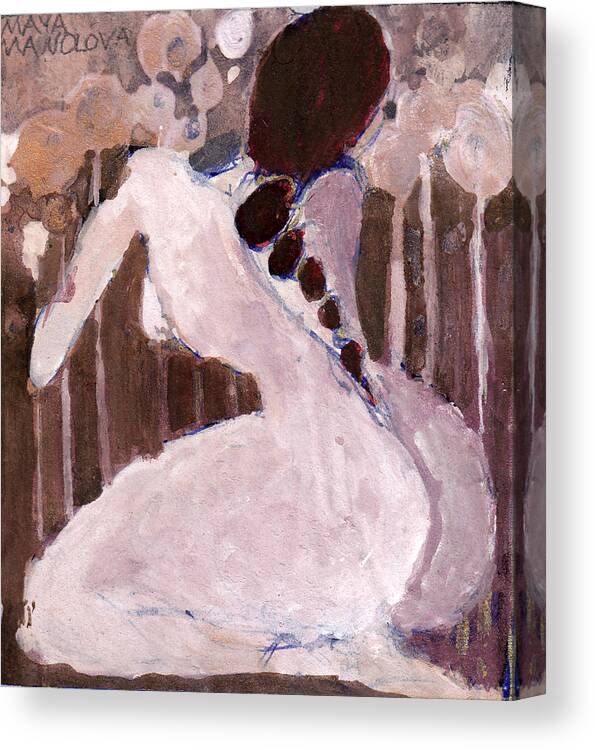 Woman Canvas Print featuring the painting Naked dream by Maya Manolova