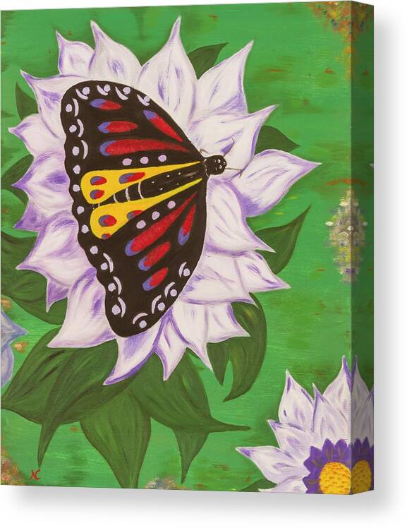 Nature Canvas Print featuring the painting Nectar of Life - Butterfly by Neslihan Ergul Colley