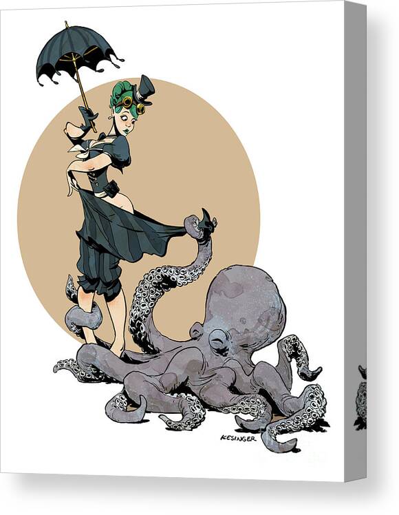 Octopus Canvas Print featuring the digital art Otto By The Sea by Brian Kesinger