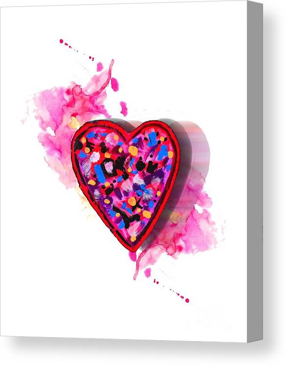 Hearts Canvas Print featuring the digital art Painted Heart by Christine Perry