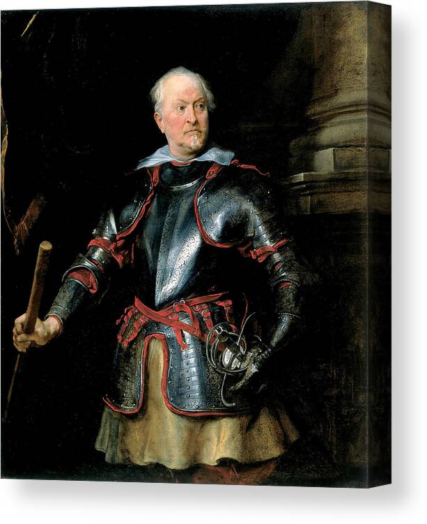 Anthony Van Dyck Canvas Print featuring the painting Portrait of a Man in Armor by Anthony van Dyck