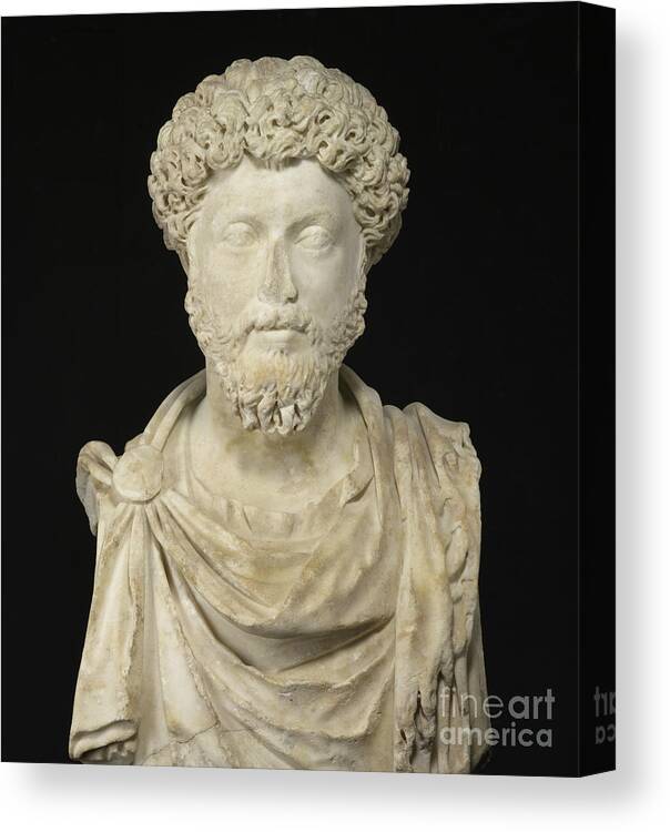Marcus Canvas Print featuring the sculpture Portrait of the Emperor Marcus Aurelius by Roman School