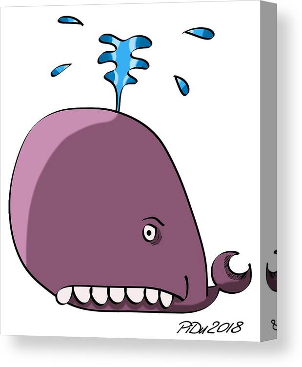 Purple Canvas Print featuring the digital art Purple Whale by Piotr Dulski
