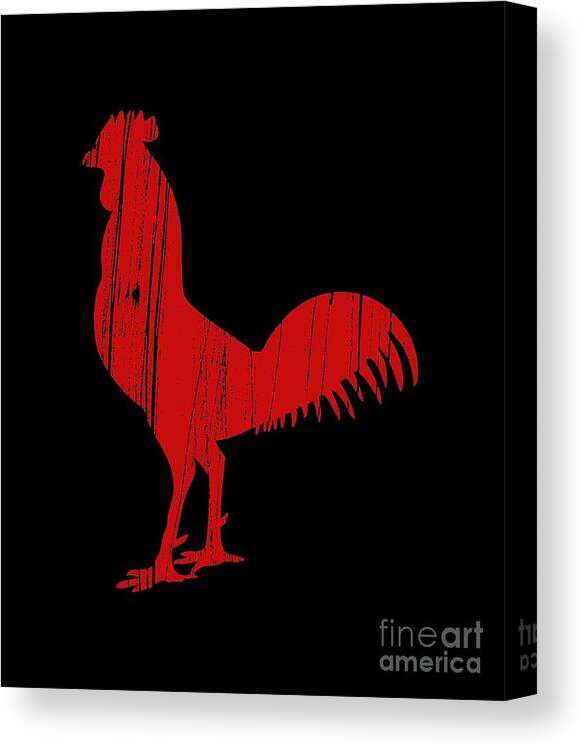 Red Canvas Print featuring the drawing Red Rooster Tee by Edward Fielding