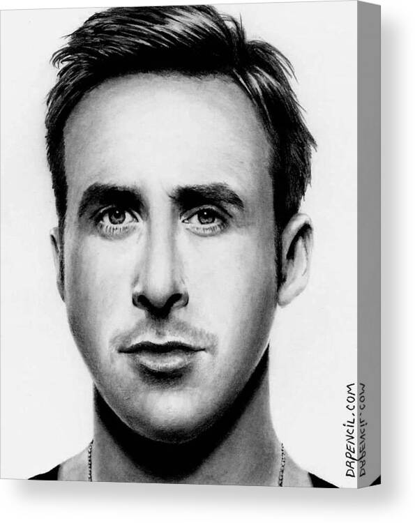 Ryan Gosling Canvas Print featuring the drawing Ryan Gosling by Rick Fortson