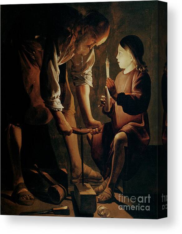 Georges De La Tour Canvas Print featuring the painting Saint Joseph the Carpenter by Georges de la Tour