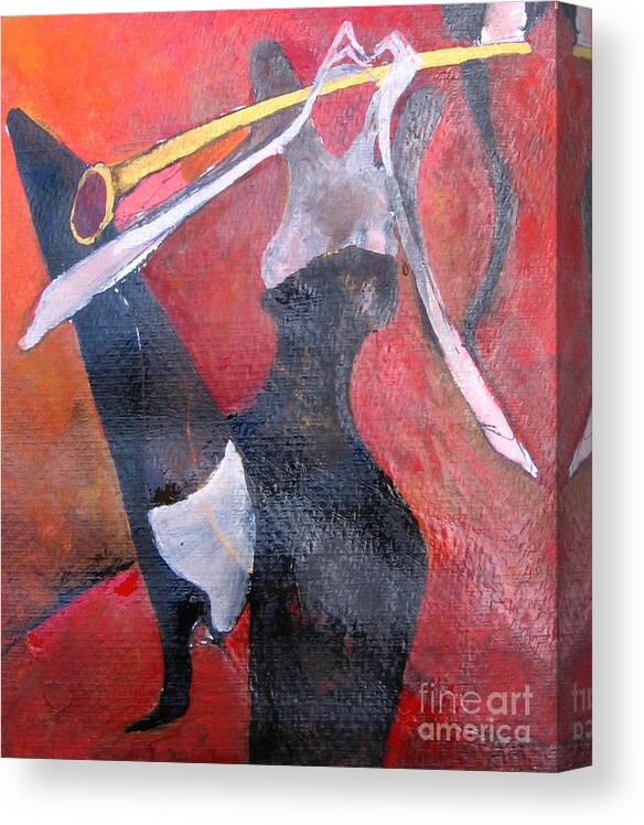 Sax Canvas Print featuring the painting Sax player by Maya Manolova