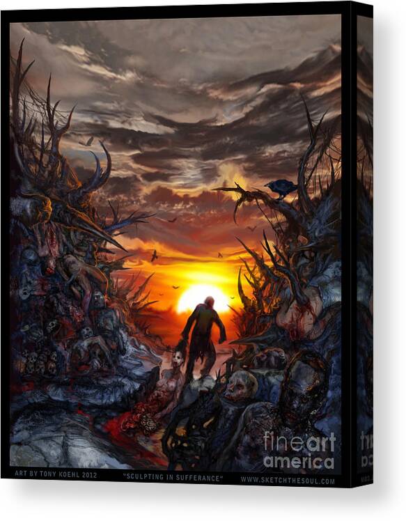 Tony Koehl: Death Metal: Sketch The Soul Canvas Print featuring the mixed media Sculpted In Sufferance by Tony Koehl