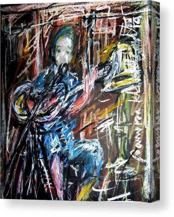  Canvas Print featuring the painting Singer boy by Wanvisa Klawklean