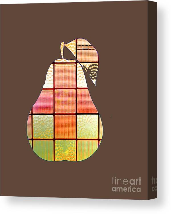 Pear Canvas Print featuring the digital art Stained Glass Pear by Rachel Hannah