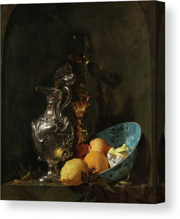 Willem Kalf Canvas Print featuring the painting Still Life with Silver Ewer by Willem Kalf