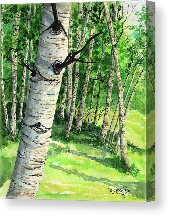 Tim Canvas Print featuring the painting Summer Aspen by Timithy L Gordon