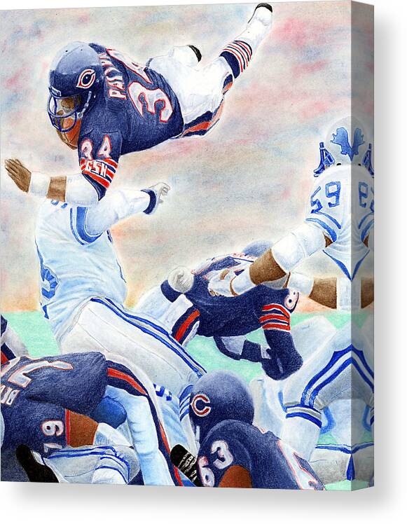 Walter Payton Canvas Print featuring the pastel Sweetness Over the Top by Lyle Brown