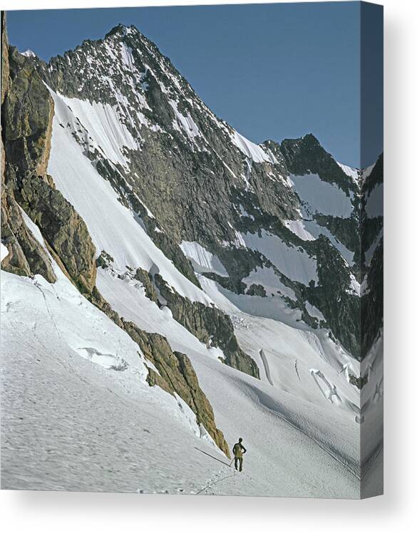 Fred Beckey Canvas Print featuring the photograph T-104406-B Fred Beckey Below Forbidden Peak by Ed Cooper Photography