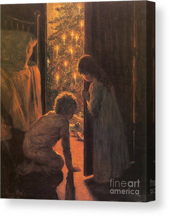 The Christmas Tree Canvas Print featuring the painting The Christmas Tree by Henry Mosler