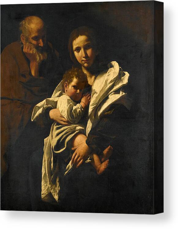 Bartolomeo Cavarozzi Canvas Print featuring the painting The Holy Family by Bartolomeo Cavarozzi
