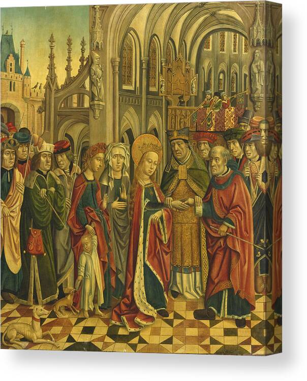 North German School Canvas Print featuring the painting The Marriage of the Virgin by North German School