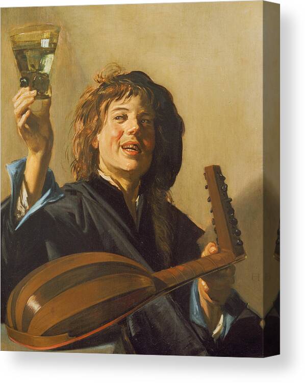 Drinking Canvas Print featuring the painting The Merry Lute Player by Frans Hals