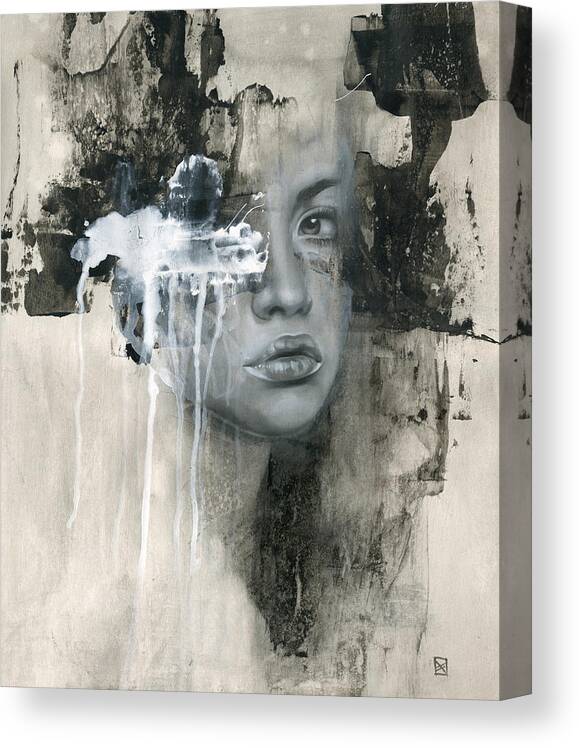 Woman Canvas Print featuring the painting There Is No Going Back by Patricia Ariel