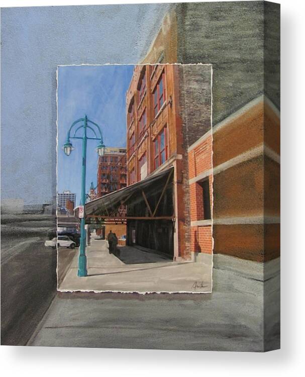 Milwaukee Canvas Print featuring the mixed media Third Ward - Market Street by Anita Burgermeister