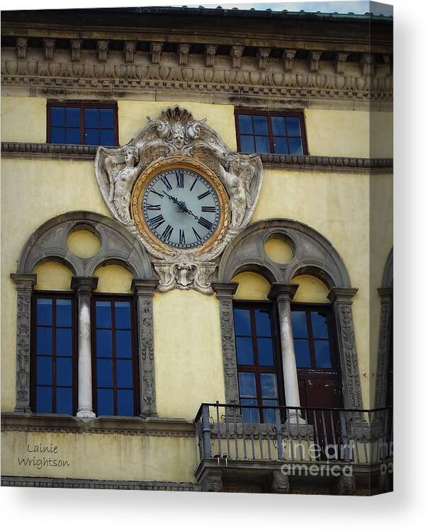 Clocks Canvas Print featuring the photograph Time in Lucca by Lainie Wrightson