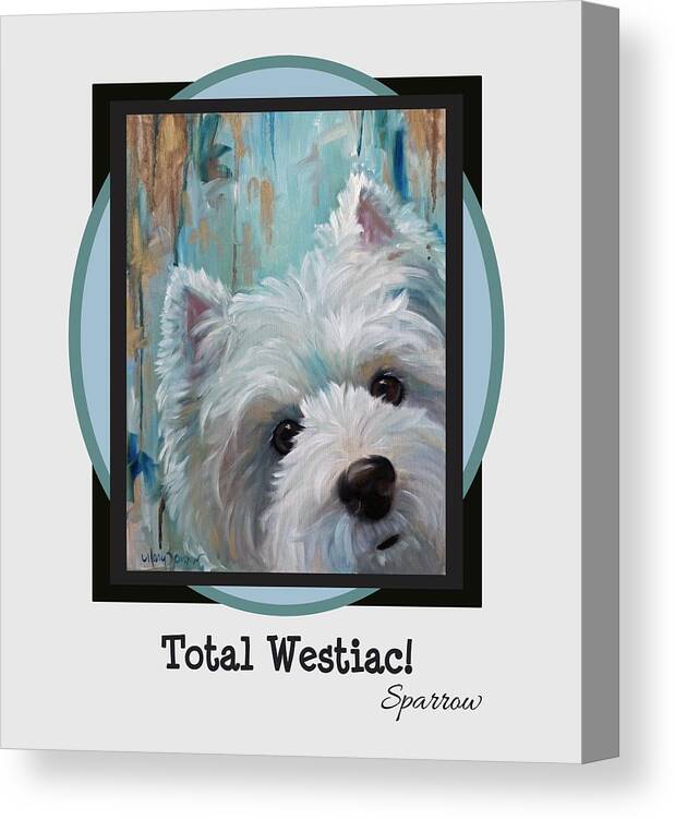 Westie Canvas Print featuring the painting Total Westiac by Mary Sparrow