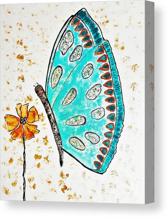 Butterfly Canvas Print featuring the painting Turquoise Butterfly by Jasna Gopic