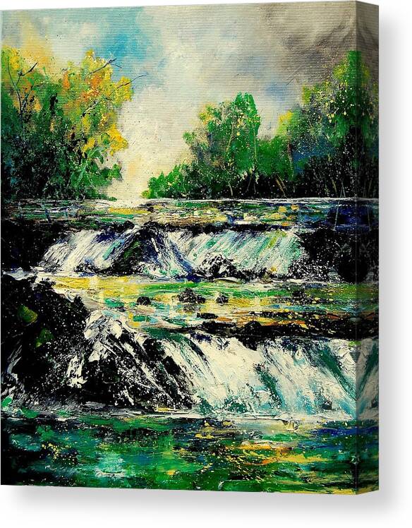 River Canvas Print featuring the painting Two falls by Pol Ledent