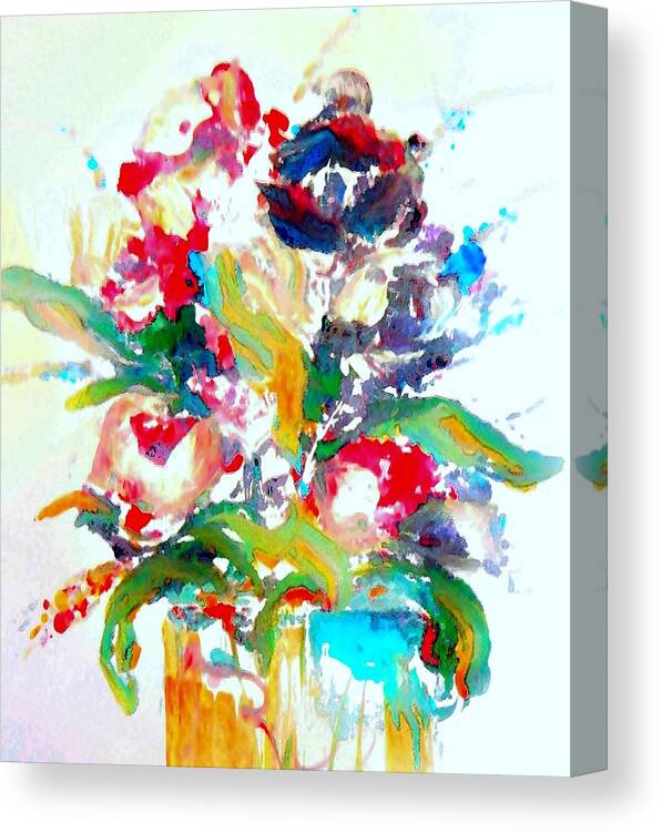 Watercolor Canvas Print featuring the painting Watercolor Paint Splattering by Lisa Kaiser