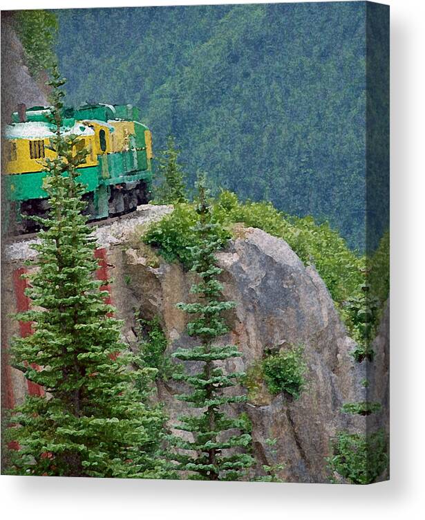 Train Canvas Print featuring the photograph White Pass Train Alaska - Canada by Carol Eliassen