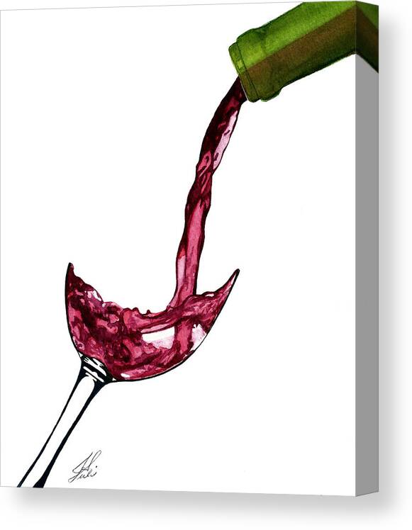 Wine Canvas Print featuring the painting Wine Bottle Pouring by Julie Senf