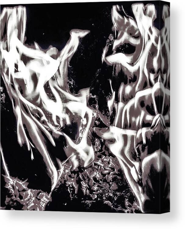 Fire Canvas Print featuring the photograph Wizard meets Gargoyle by Erin Brady
