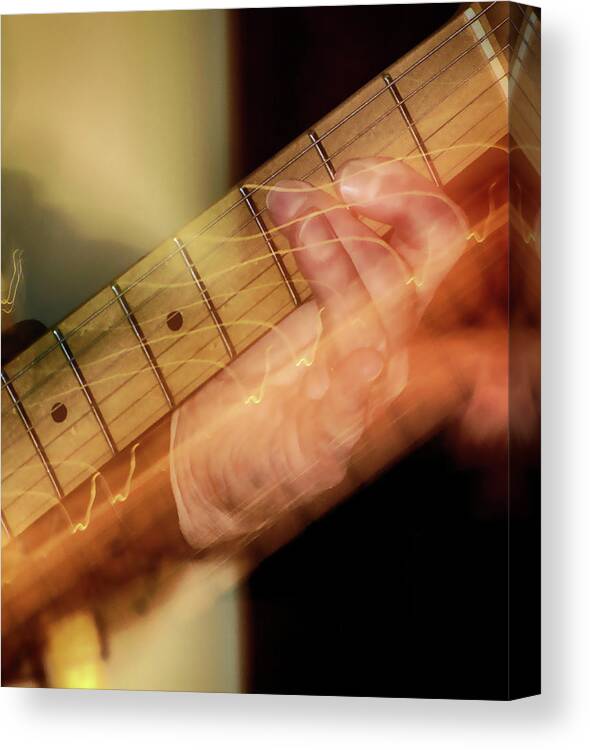 Guitar Canvas Print featuring the photograph Working the six-string by C H Apperson