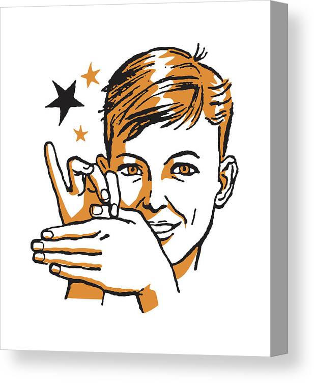Adolescence Canvas Print featuring the drawing Boy Doing Thumb Trick #1 by CSA Images