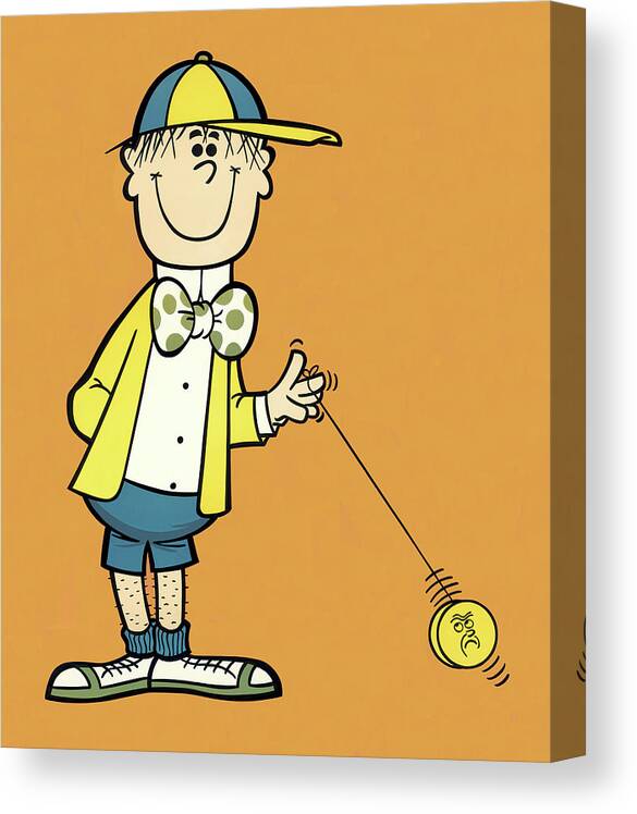 Accessories Canvas Print featuring the drawing Boy Playing With Yo-Yo by CSA Images