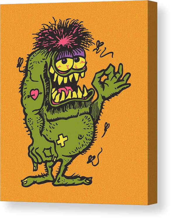 Bizarre Canvas Print featuring the drawing Green Monster by CSA Images