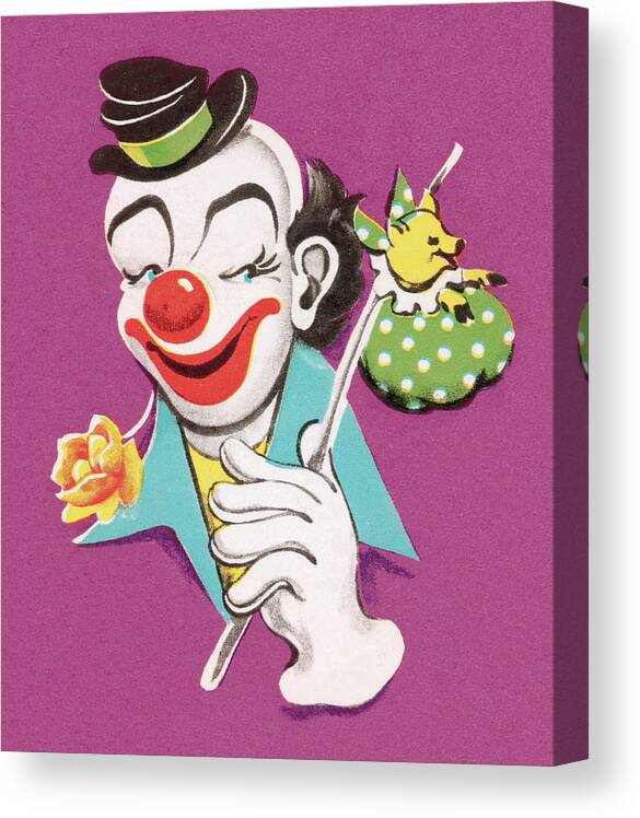 Accessories Canvas Print featuring the drawing Hobo Clown #1 by CSA Images