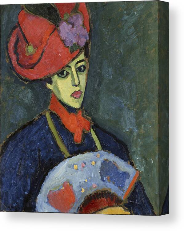 Schokko With Red Hat By Alexei Jawlensky Canvas Print featuring the painting Schokko with Red Hat #1 by Alexei Jawlensky