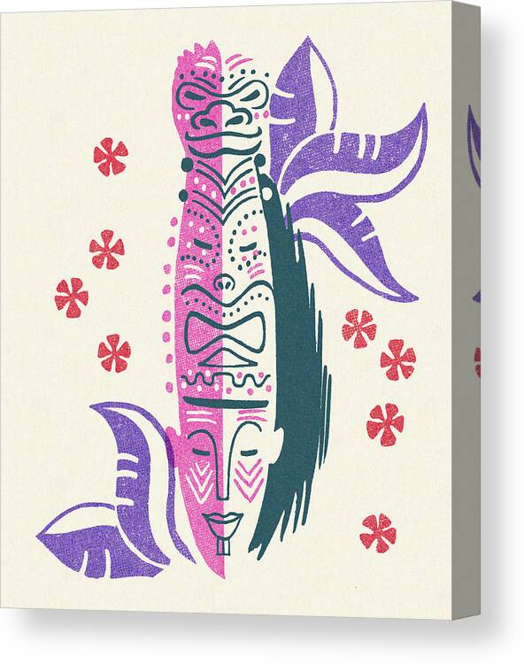 Black Magic Canvas Print featuring the drawing Tiki Statue #1 by CSA Images