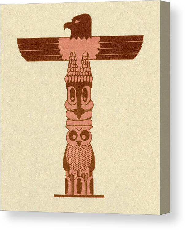 Alaska Canvas Print featuring the drawing Totem Pole #1 by CSA Images