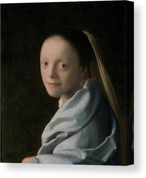 Figurative Canvas Print featuring the painting Study Of A Young Woman by Johannes Vermeer
