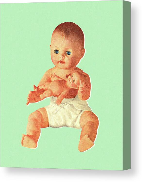 Baby Canvas Print featuring the drawing Babydoll Sitting #2 by CSA Images