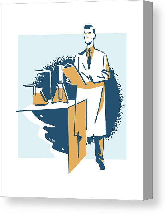 Adult Canvas Print featuring the drawing Scientist in Laboratory #20 by CSA Images