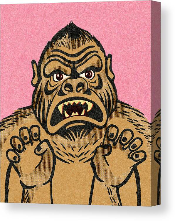 Aggravated Canvas Print featuring the drawing Gorilla by CSA Images