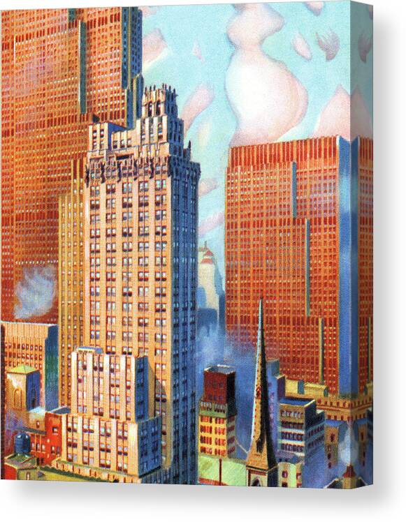 Architecture Canvas Print featuring the drawing Cityscape #5 by CSA Images