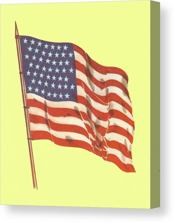 4th Of July Canvas Print featuring the drawing American Flag #6 by CSA Images