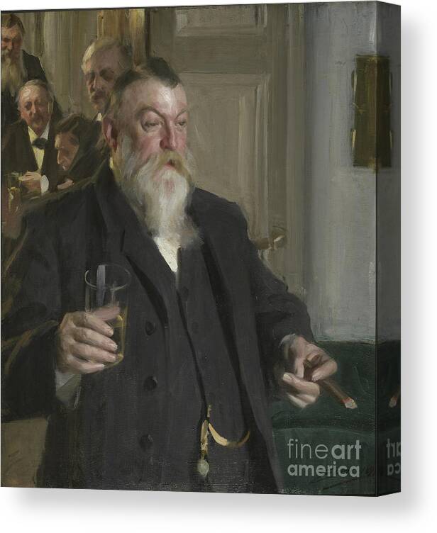 Cigar Canvas Print featuring the painting A Toast In The Idun Society, 1892 by Anders Leonard Zorn