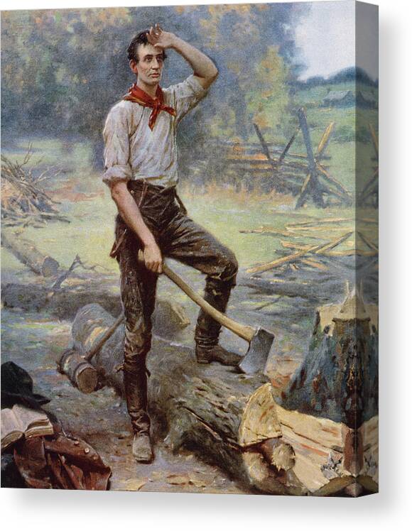 Abraham Lincoln Canvas Print featuring the painting Abe Lincoln The Rail Splitter by War Is Hell Store